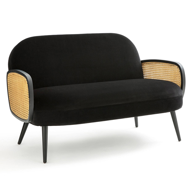 Диван Morten Wicker Black Sofa Черный Черный Диван Morten Wicker Black Sofa Черный Черный в Барнауле | Loft Concept