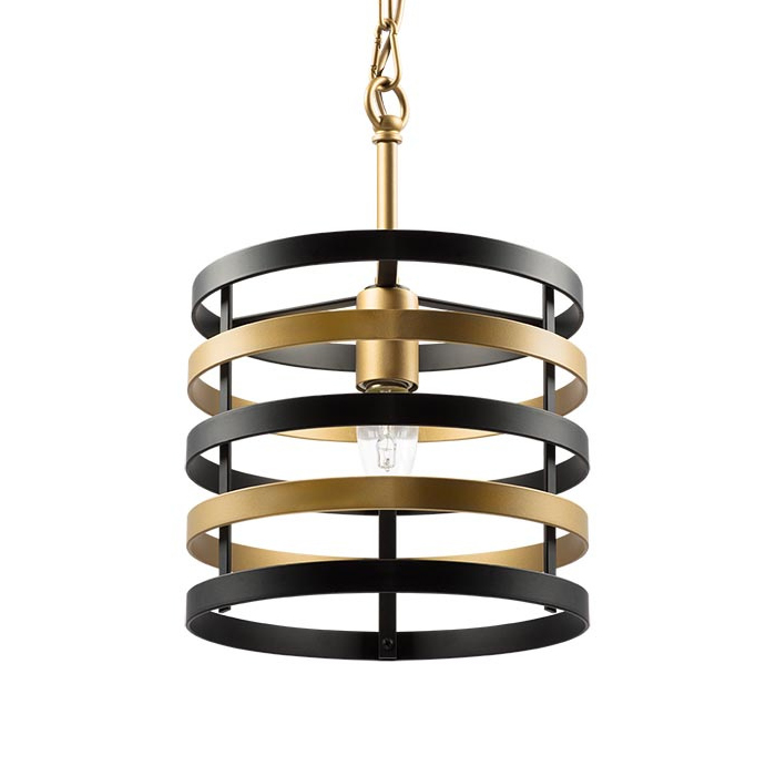Подвесной светильник Gold Stripes Chandelier Черный Золотой Подвесной светильник Gold Stripes Chandelier Черный Золотой в Барнауле | Loft Concept