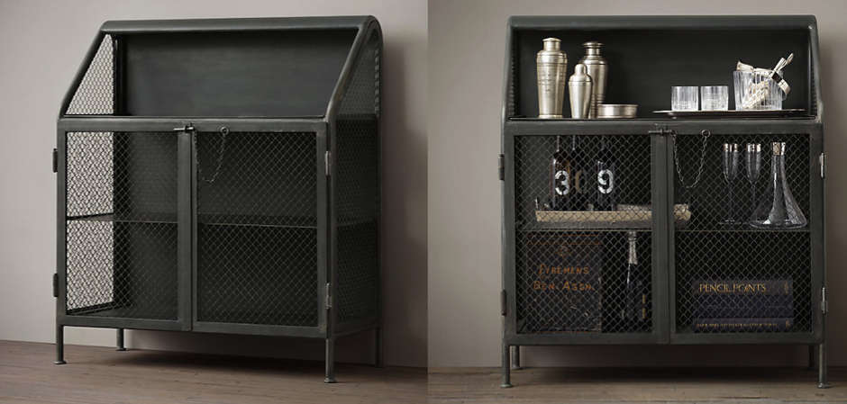 Бар металлический в стиле Лофт Vintage French Factory Bar Cart Бар металлический в стиле Лофт Vintage French Factory Bar Cart - Loft-Concept в Барнауле