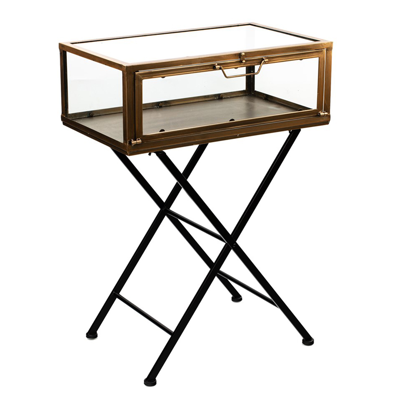 Приставной стол Table Box Черный Прозрачное Стекло Коричневый в Барнауле | Loft Concept 