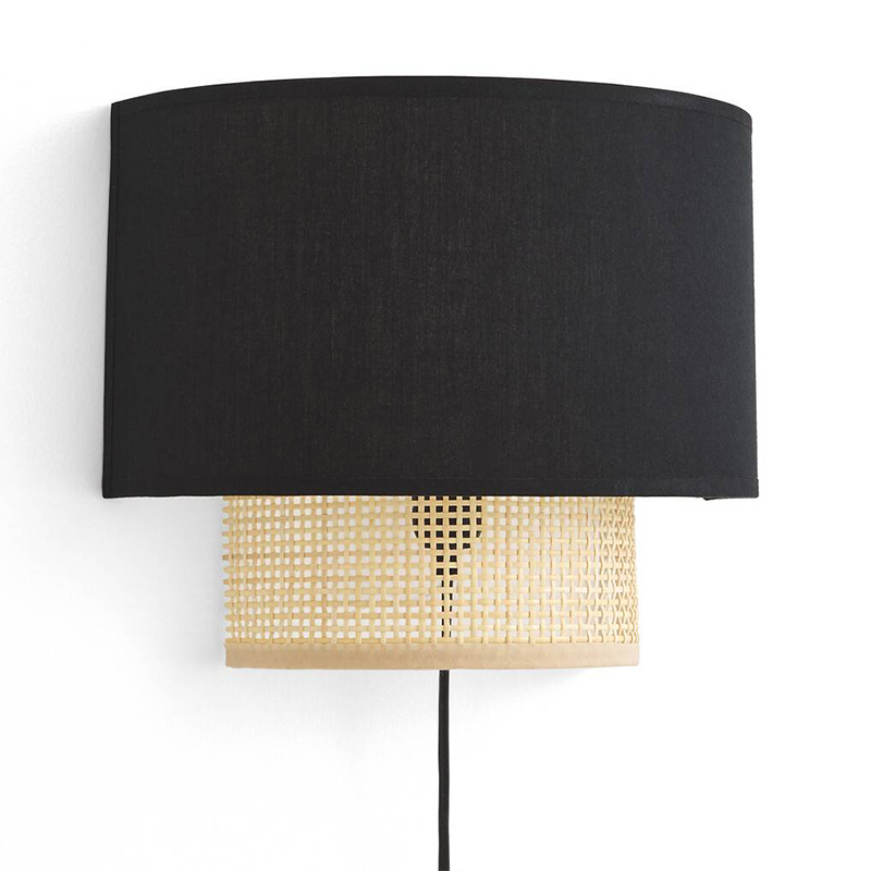 Бра Ottar Wicker Black lampshade Бежевый Черный в Барнауле | Loft Concept 
