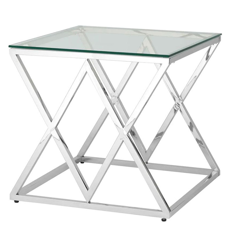 Стол приставной Geometry Rhombus Silver Серебряный Прозрачное Стекло Стол приставной Geometry Rhombus Silver Серебряный Прозрачное Стекло в Барнауле | Loft Concept