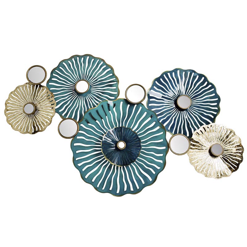 Арт-объект Flower Disk with Mirrored Middle Золотой Синий Арт-объект Flower Disk with Mirrored Middle Золотой Синий в Барнауле | Loft Concept