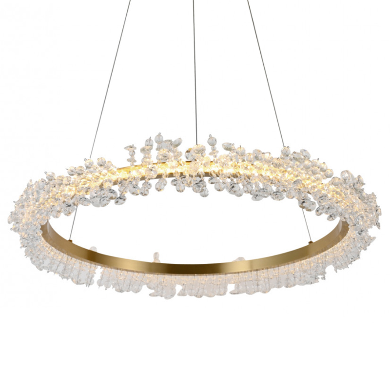 Crystal round chandelier Светильник Кольцо из Хрусталя Прозрачный Латунь Crystal round chandelier Светильник Кольцо из Хрусталя Прозрачный Латунь в Барнауле | Loft Concept
