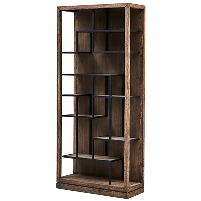 Стеллаж деревянный в стиле Лофт Geometric Loft Rack Черный Коричневый Стеллаж деревянный в стиле Лофт Geometric Loft Rack Черный Коричневый в Барнауле | Loft Concept