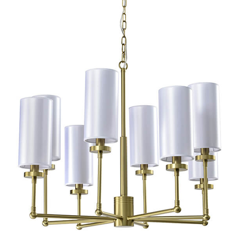 Люстра Fabric Lampshade Brass 8 Белый Матовая латунь Люстра Fabric Lampshade Brass 8 Белый Матовая латунь в Барнауле | Loft Concept