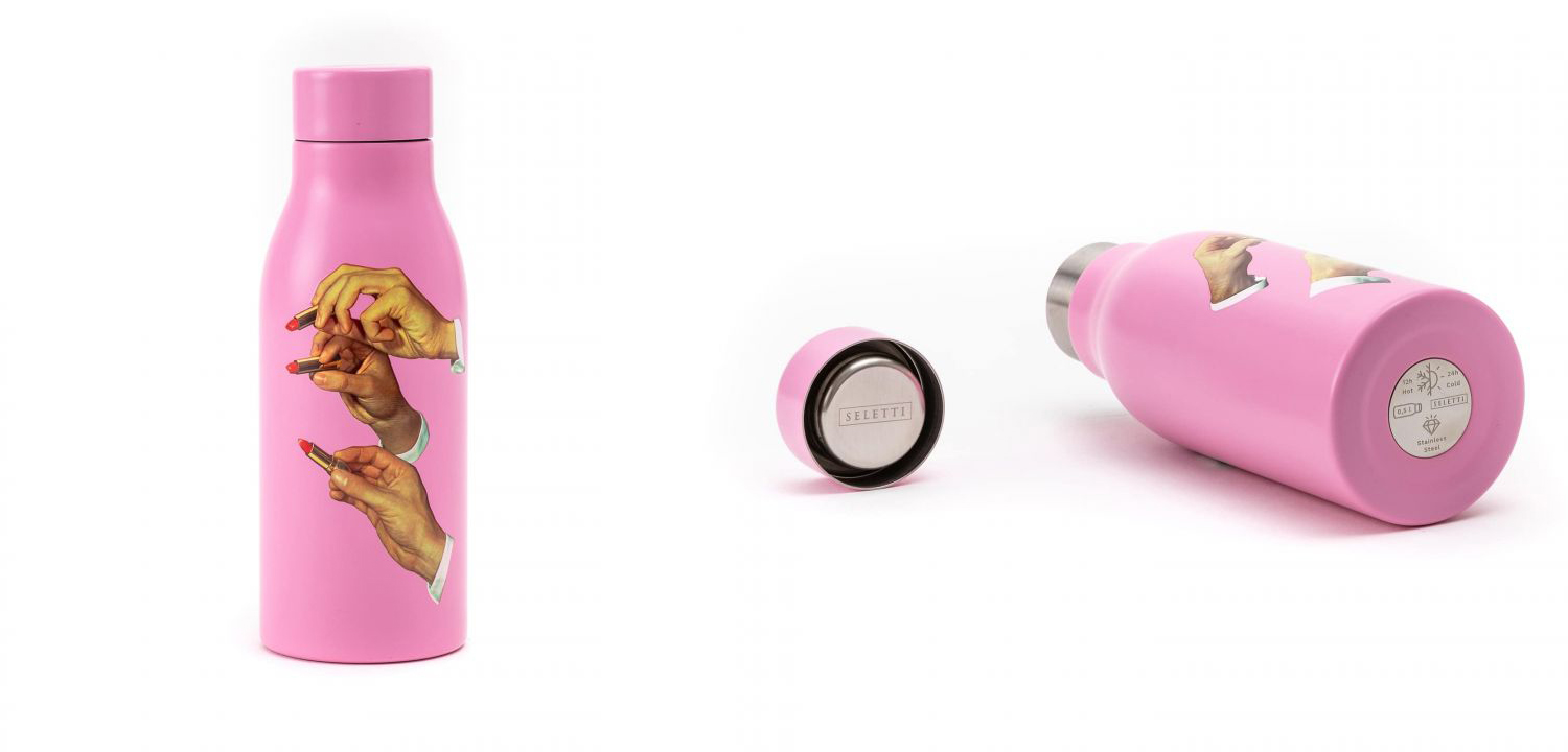 Бутылка Seletti Thermal Bottle Lipstick Pink - фото