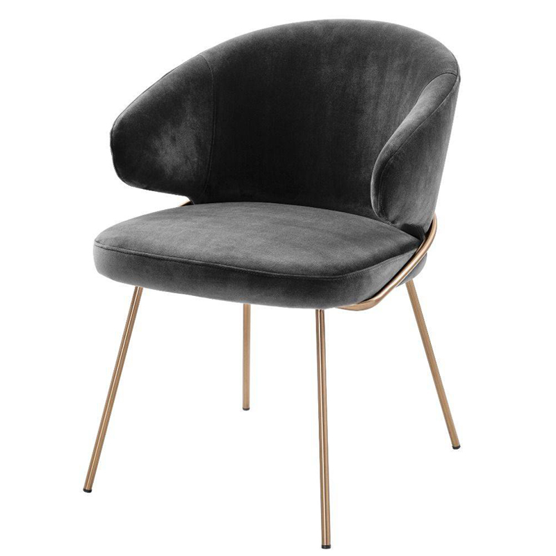 Стул Eichholtz Dining Chair Kinley dark grey Серый Латунь Стул Eichholtz Dining Chair Kinley dark grey Серый Латунь в Барнауле | Loft Concept