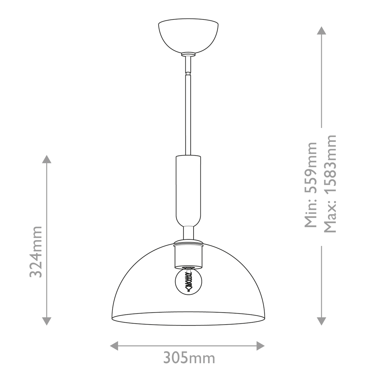 Подвесной светильник с прозрачным полусферическим стеклянным плафоном Alora Mood  в Барнауле
