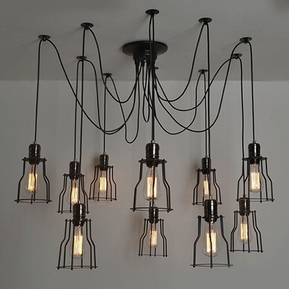 Люстра Loft Industrial 10 wire Cage Filament Pendant Бронза Черный матовый Люстра Loft Industrial 10 wire Cage Filament Pendant Бронза Черный матовый в Барнауле | Loft Concept