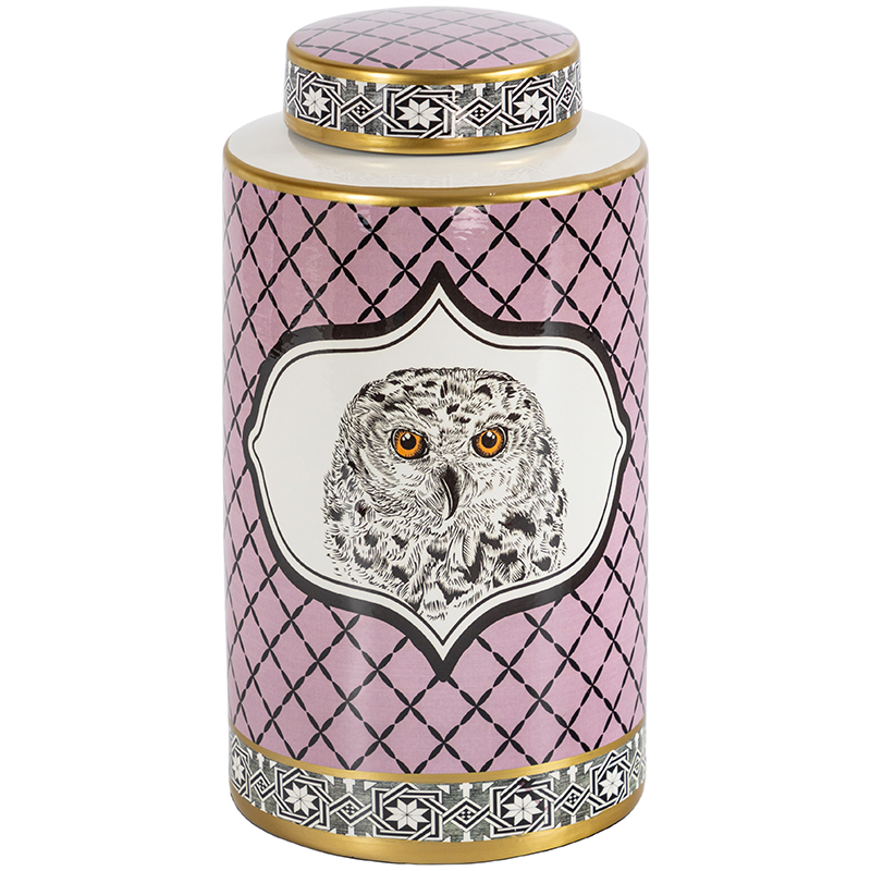 Ваза с крышкой Owl Collection Pink Vase Золотой Розовый Черно-белый Ваза с крышкой Owl Collection Pink Vase Золотой Розовый Черно-белый в Барнауле | Loft Concept