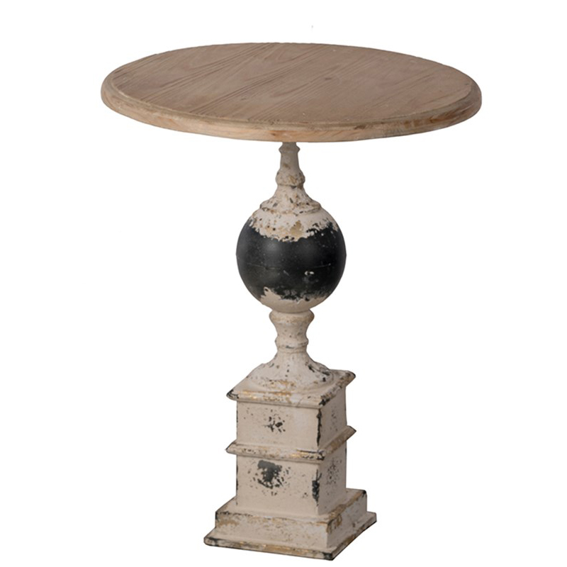 Приставной стол Pedestal Table Черный Белый винтажная патина Древесина Приставной стол Pedestal Table Черный Белый винтажная патина Древесина в Барнауле | Loft Concept