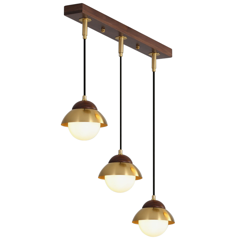 Линейный светильник Roch Linear Pendant Wooden Eco Light Белый Коричневый Латунь Линейный светильник Roch Linear Pendant Wooden Eco Light Белый Коричневый Латунь в Барнауле | Loft Concept