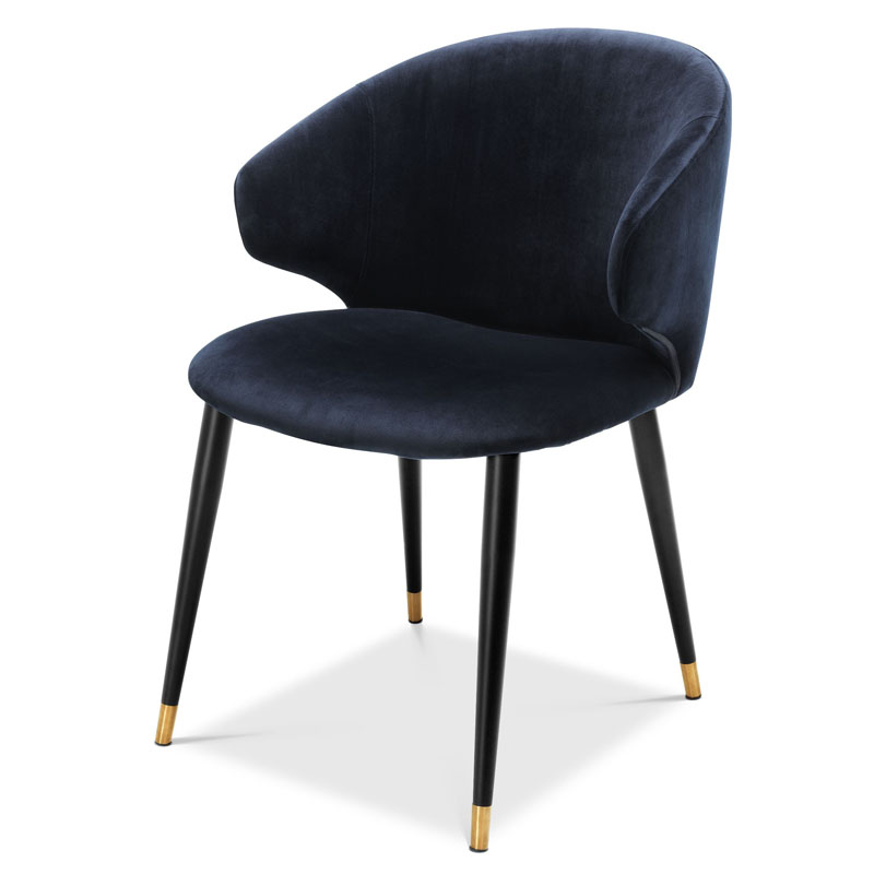 Стул Eichholtz DINING CHAIR VOLANTE blue Темно-синий Черный Золотой Стул Eichholtz DINING CHAIR VOLANTE blue Темно-синий Черный Золотой в Барнауле | Loft Concept