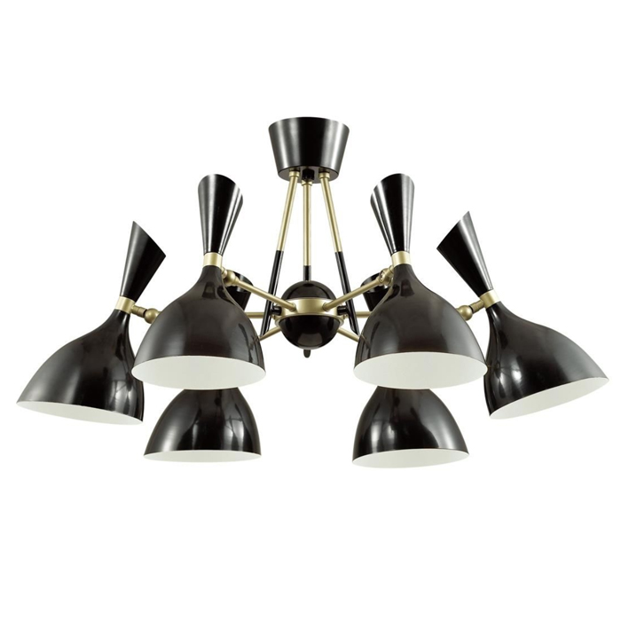 Потолочный светильник Duke Chandelier 6 black Черный матовое золото Потолочный светильник Duke Chandelier 6 black Черный матовое золото в Барнауле | Loft Concept
