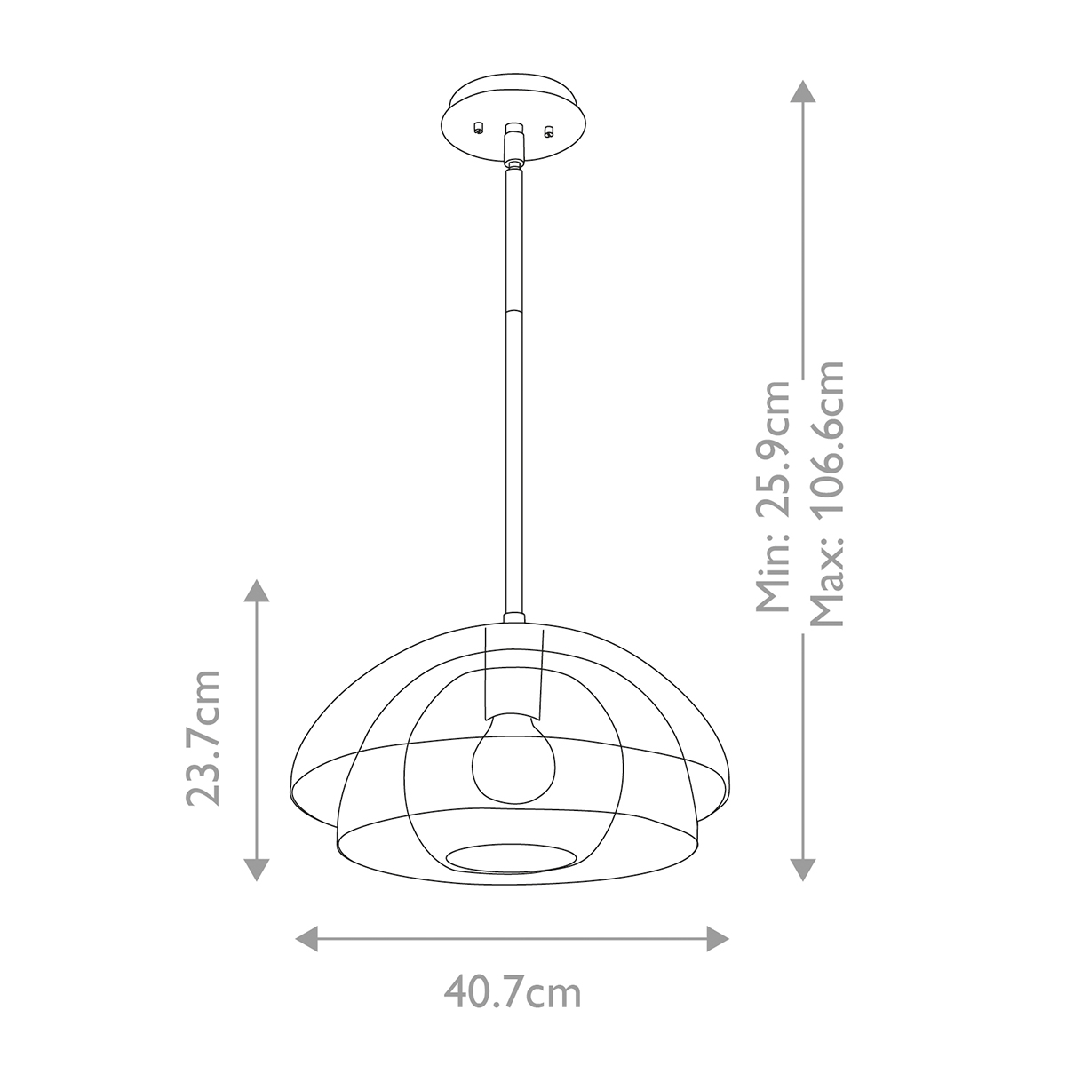 Подвесной светильник с прозрачным двойным стеклянным плафоном в форме купола и внутренней сферой Hinkley в Барнауле