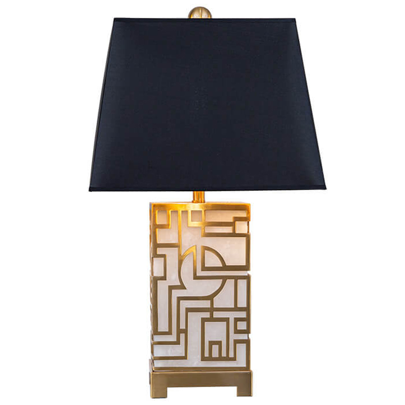 Настольная лампа с абажуром Aniqa Table Lamp Черный Золотой Белый в Барнауле | Loft Concept 