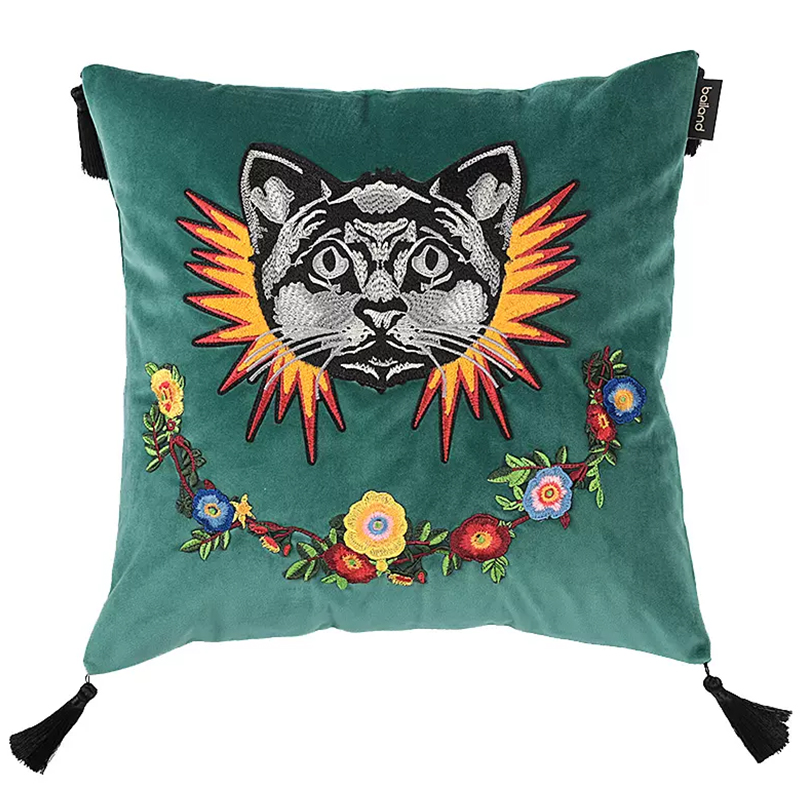 Декоративная подушка с вышивкой Стиль Gucci Cat Cushion Декоративная подушка с вышивкой Стиль Gucci Cat Cushion в Барнауле | Loft Concept