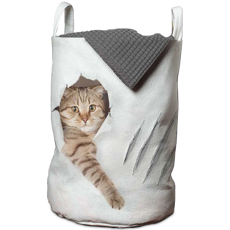 Корзина Hello Cat Basket Белый Бежево-серый Корзина Hello Cat Basket Белый Бежево-серый в Барнауле | Loft Concept