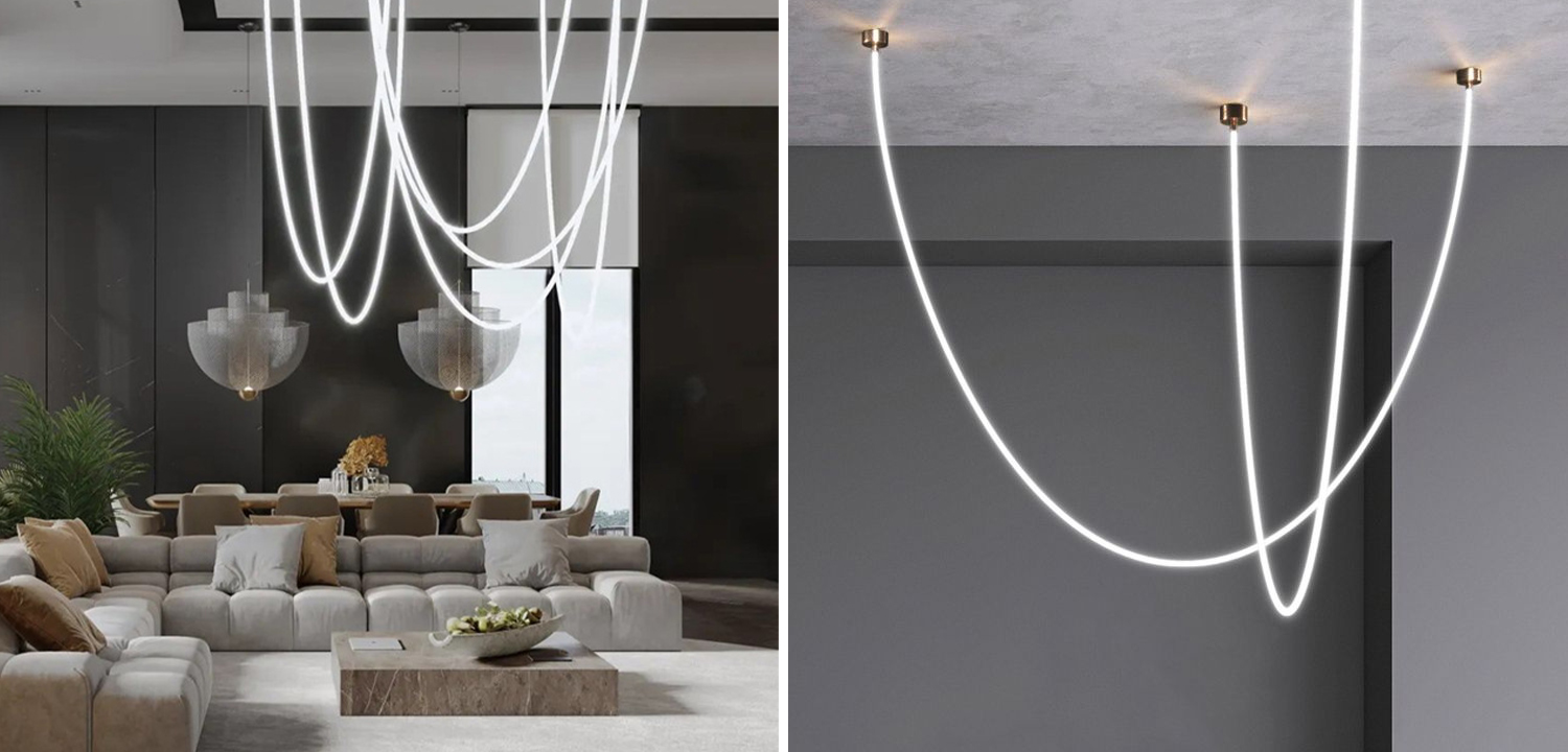 OPTIC Серия светодиодных светильников с гибким светодиодным шнуром на двух потолочных креплениях - фото