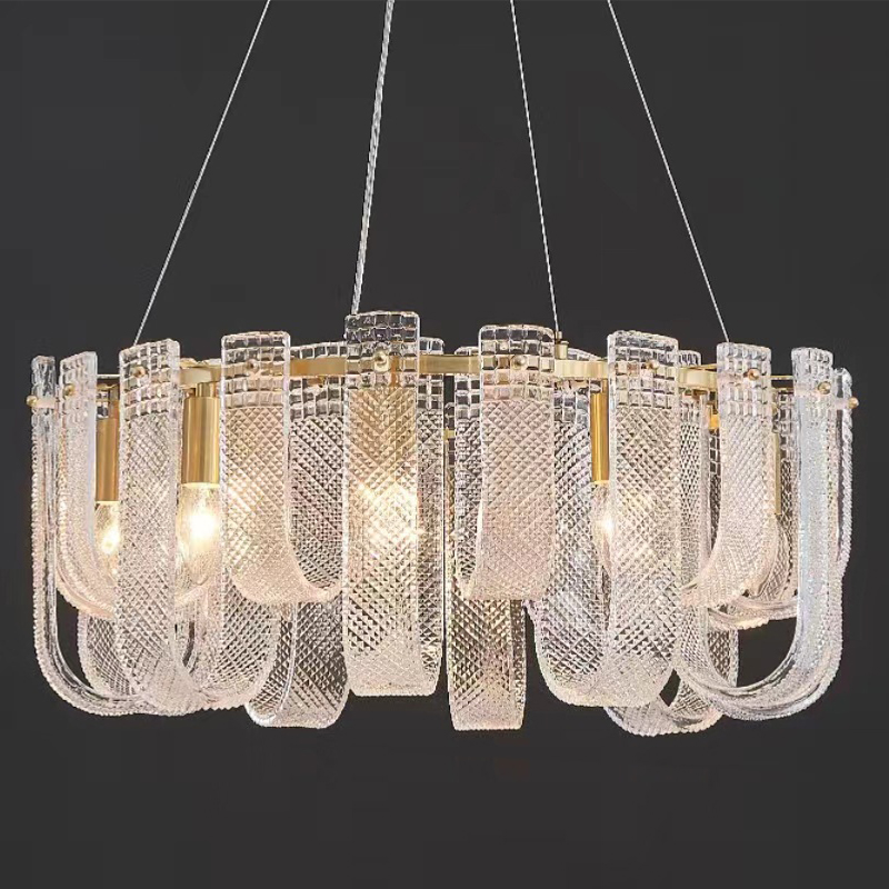 Люстра Prudence Textured Glass Chandelier Золотой Прозрачное Стекло в Барнауле | Loft Concept 