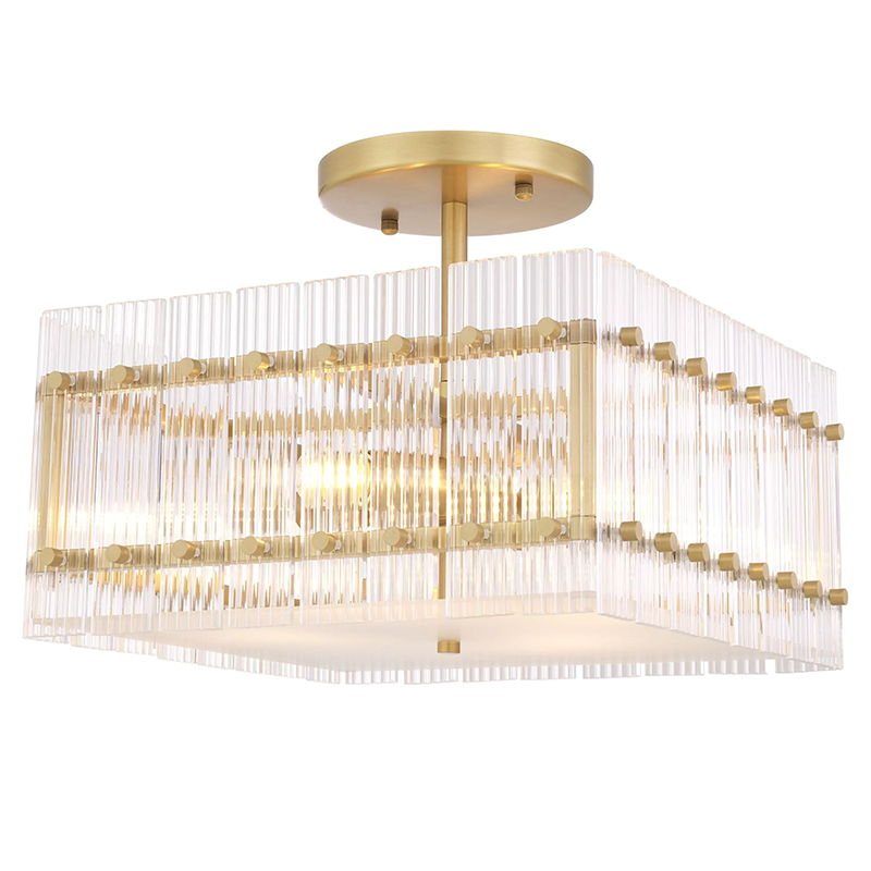 Потолочный светильник Eichholtz Ceiling Lamp Ruby Square Прозрачное Стекло Латунь Потолочный светильник Eichholtz Ceiling Lamp Ruby Square Прозрачное Стекло Латунь в Барнауле | Loft Concept