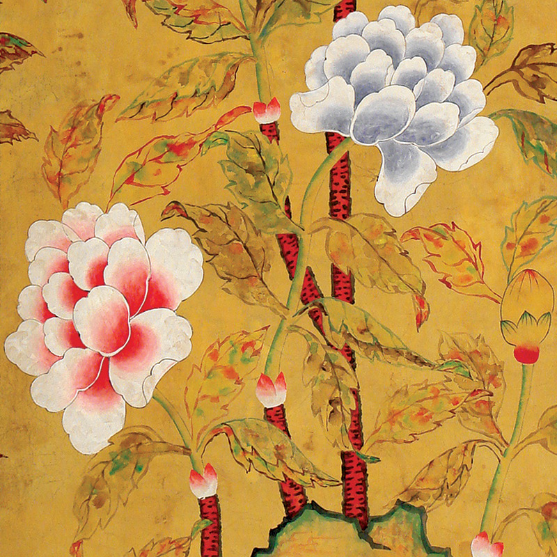 Обои ручная роспись Korean Peony Original colourway on Edo Golden Brown painted silk Обои ручная роспись Korean Peony Original colourway on Edo Golden Brown painted silk в Барнауле | Loft Concept