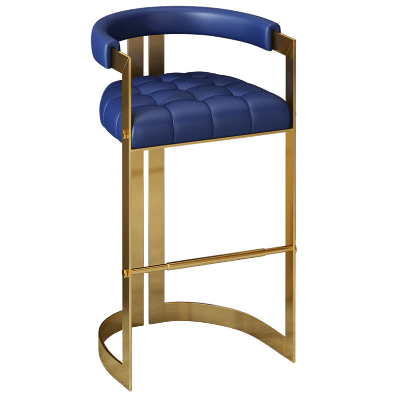 Стул барный Jonah Bar Stool Экокожа Металл Золотой Синий Стул барный Jonah Bar Stool Экокожа Металл Золотой Синий в Барнауле | Loft Concept