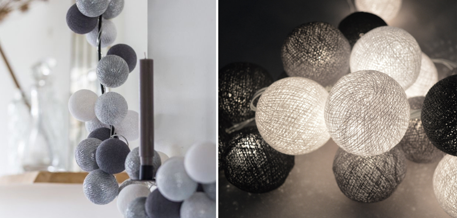 Гирлянда хлопковые фонарики Сotton Ball Silver Mix - Loft-Concept в Барнауле