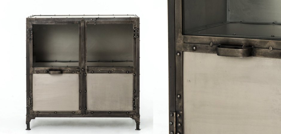 Комод металлический Industrial Steampunk Nickel 2 Door Cabinet Комод металлический Industrial Steampunk Nickel 2 Door Cabinet - Loft-Concept в Барнауле