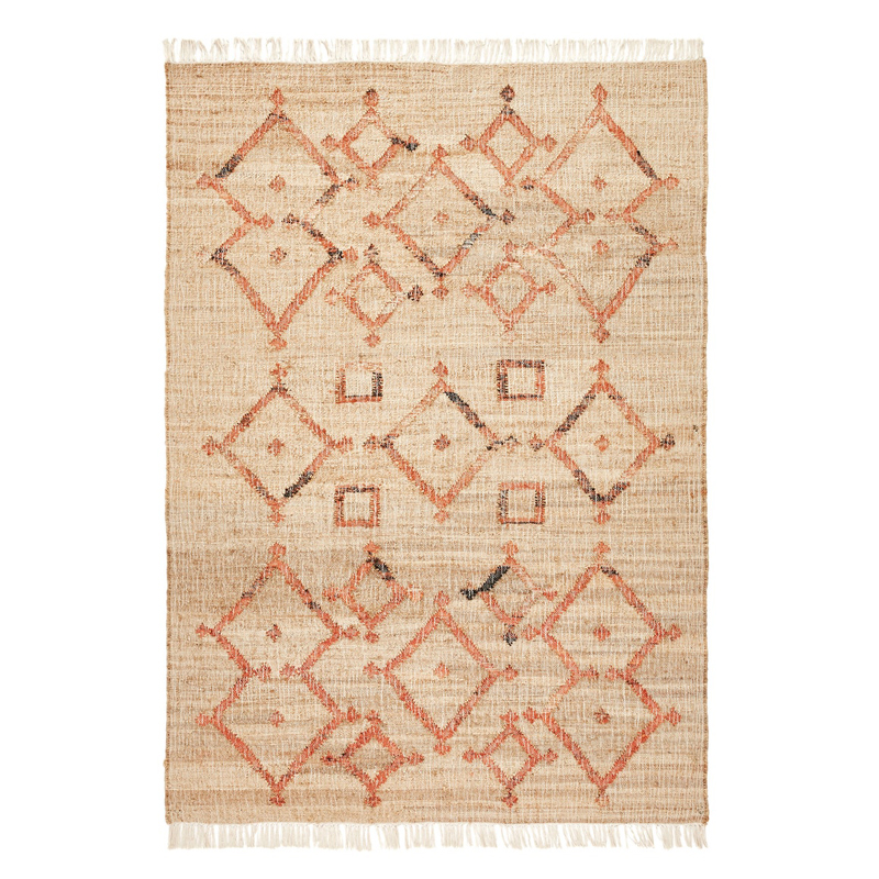 Ковер Ornament Carpet джут и хлопок Бежевый Красный Ковер Ornament Carpet джут и хлопок Бежевый Красный в Барнауле | Loft Concept
