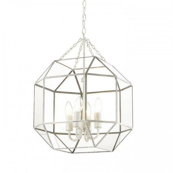 Подвесной светильник Glass & Metal Cage Pendant White 4 Белый Подвесной светильник Glass & Metal Cage Pendant White 4 Белый в Барнауле | Loft Concept