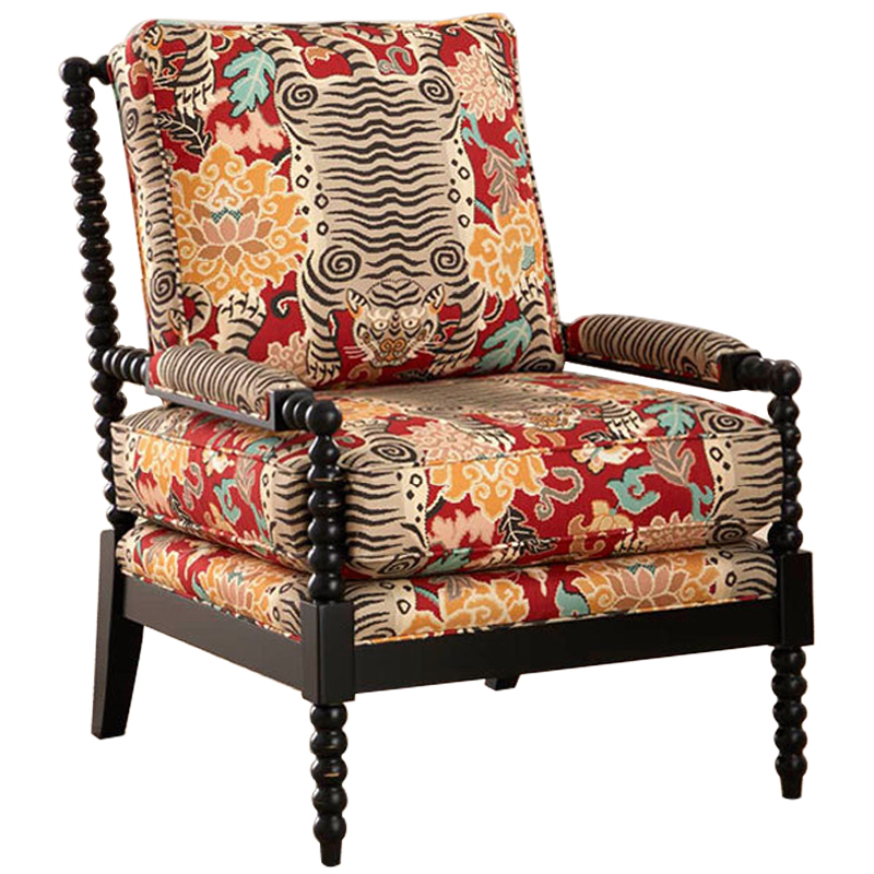 Кресло Tibetan Tiger Armchair Красный Бежевый Бирюзовый Черный Кресло Tibetan Tiger Armchair Красный Бежевый Бирюзовый Черный в Барнауле | Loft Concept