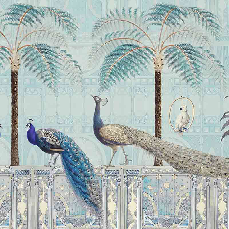 Обои ручная роспись Chinoiserie Birds Palace Sapphire Обои ручная роспись Chinoiserie Birds Palace Sapphire в Барнауле | Loft Concept