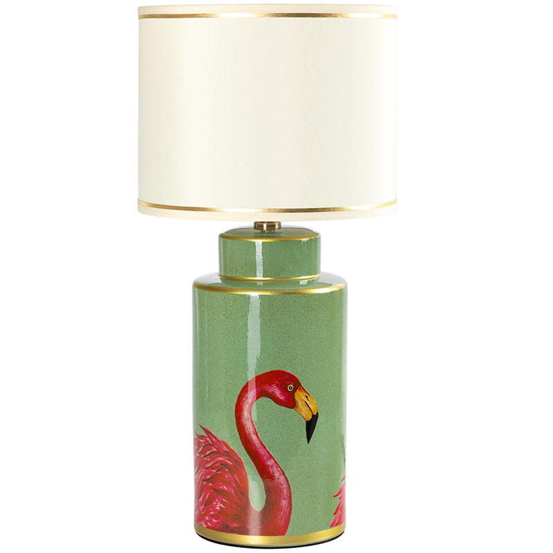 Настольная лампа Flamingos Green Lampshade Зеленый Розовый Бежевый Настольная лампа Flamingos Green Lampshade Зеленый Розовый Бежевый в Барнауле | Loft Concept
