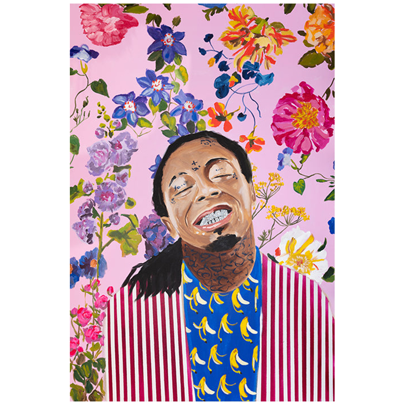Картина Lil Wayne with Floral Background Мульти в Барнауле | Loft Concept 