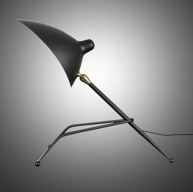 Настольная лампа Serge Mouille Tripod Desk Lamp Черный в Барнауле | Loft Concept 