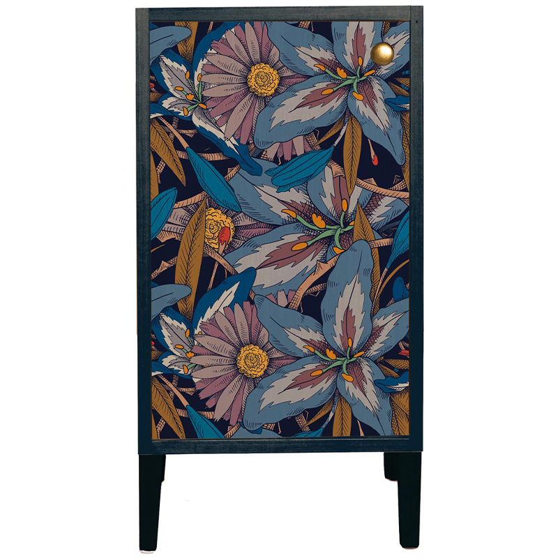 Шкаф с цветочным изображением Blue Floral Print Cabinet Синий Мульти в Барнауле | Loft Concept 