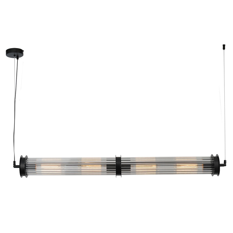 Люстра с рифленым плафоном Glass Tube Black Черный Прозрачный Люстра с рифленым плафоном Glass Tube Black Черный Прозрачный в Барнауле | Loft Concept
