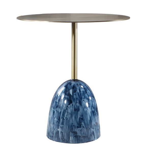 Приставной стол Blue Stains Table Латунь Синий Приставной стол Blue Stains Table Латунь Синий в Барнауле | Loft Concept