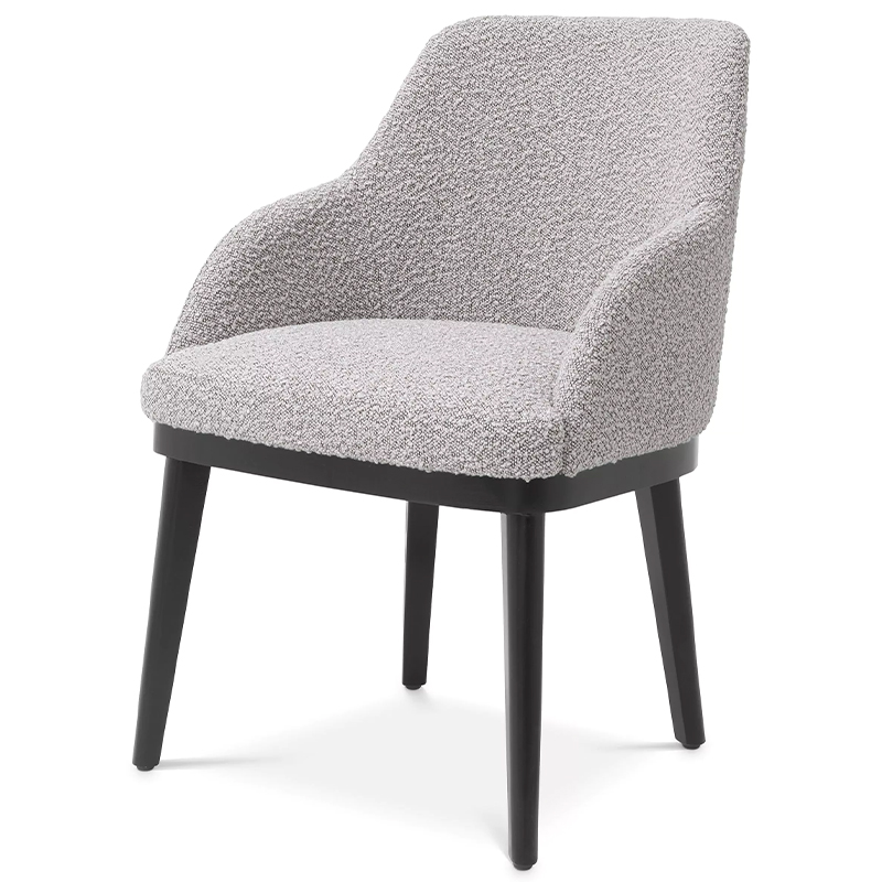Стул Eichholtz Dining Chair Costa Boucle Grey Серый Черный Стул Eichholtz Dining Chair Costa Boucle Grey Серый Черный в Барнауле | Loft Concept