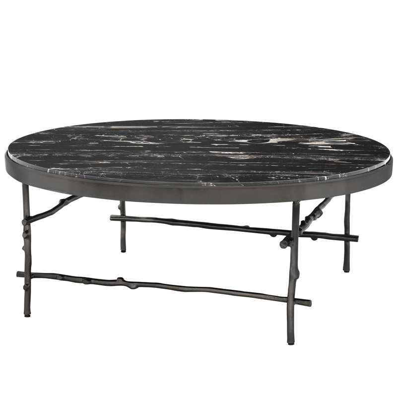 Кофейный стол Eichholtz Coffee Table Tomasso round Черный Мрамор Nero Темная бронза в Барнауле | Loft Concept 
