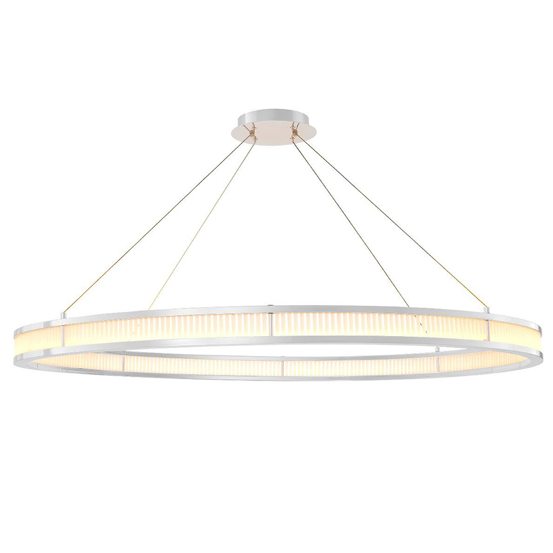 Люстра Eichholtz Chandelier Damien XL Nickel Никель Белое матовое стекло в Барнауле | Loft Concept 