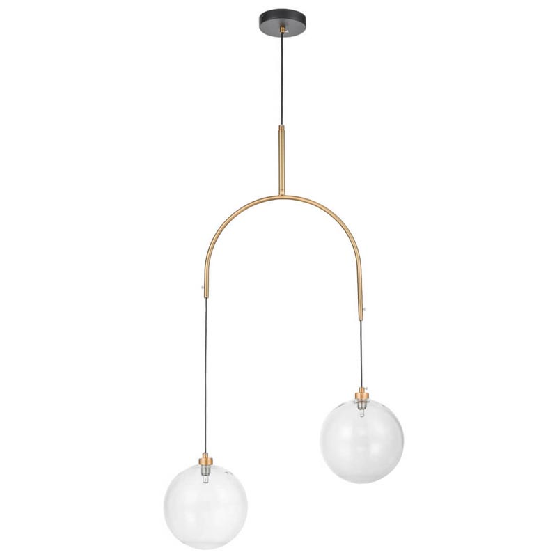 Люстра Two Hanging Ball Chandelier Золотой Прозрачный Черный в Барнауле | Loft Concept 