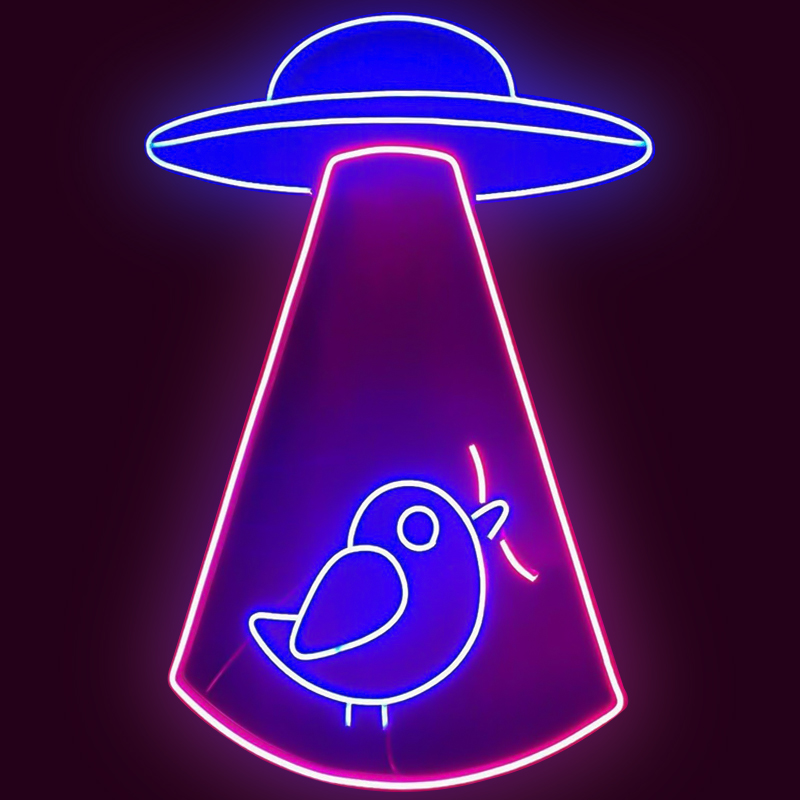 Неоновая настенная лампа UFO and Bird Neon Wall Lamp Синий Лиловый Неоновая настенная лампа UFO and Bird Neon Wall Lamp Синий Лиловый в Барнауле | Loft Concept