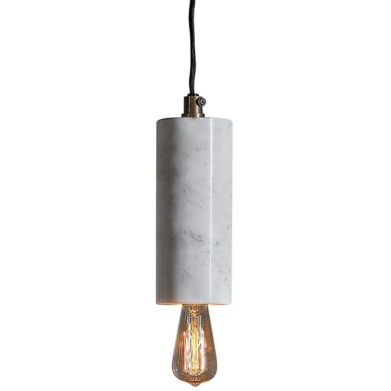 Подвесной светильник Shaw Cylinder Marble Hanging Lamp Белый Мрамор Bianco Черный Подвесной светильник Shaw Cylinder Marble Hanging Lamp Белый Мрамор Bianco Черный в Барнауле | Loft Concept