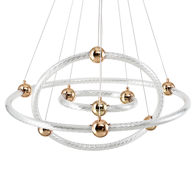 Люстра подвесная светодиодная в виде 3-х колец Lighting Rings Gold Золотой Белый Люстра подвесная светодиодная в виде 3-х колец Lighting Rings Gold Золотой Белый в Барнауле | Loft Concept