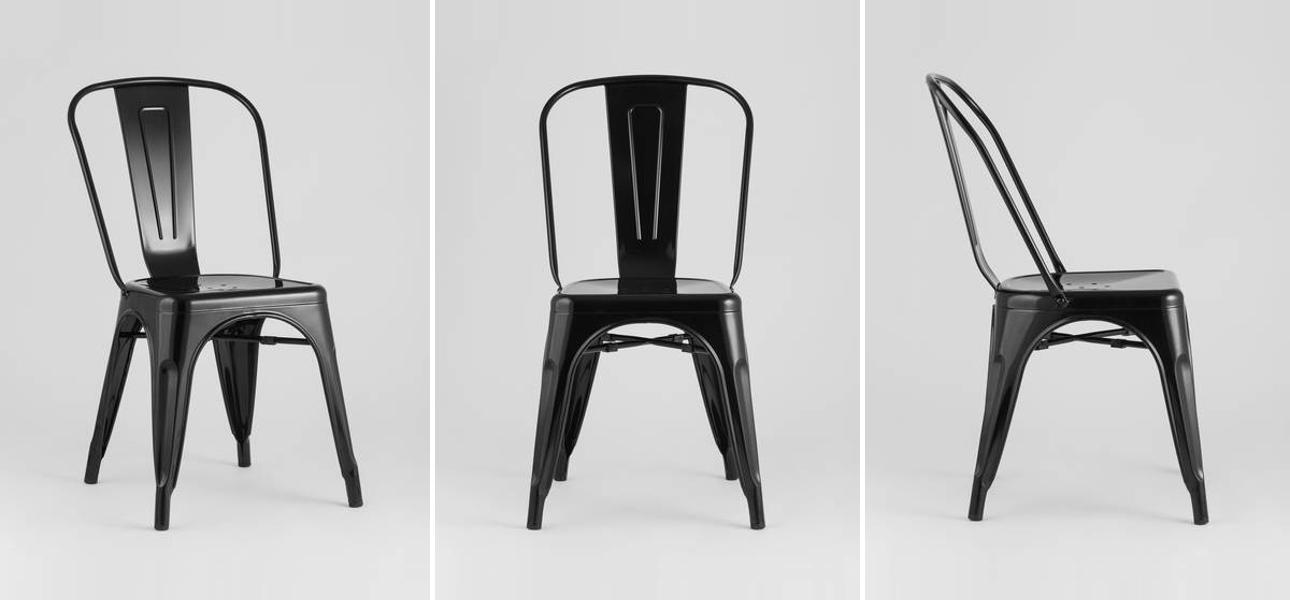 Стул TOLIX Черный Глянцевый Металл - фото