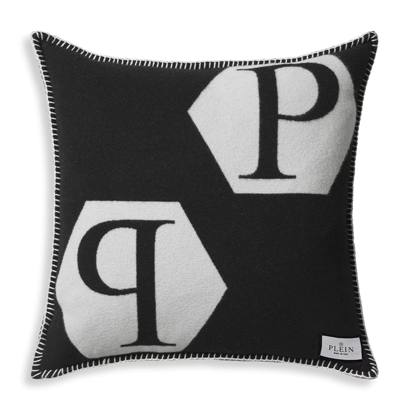 Подушка Philipp Plein Cushion Cashmere Black Черно-белый Подушка Philipp Plein Cushion Cashmere Black Черно-белый в Барнауле | Loft Concept