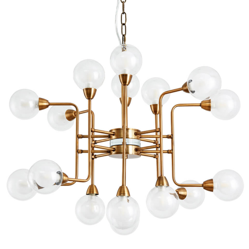 Люстра Bistro Globe Milk Chandelier 16 Прозрачный белый Латунь в Барнауле | Loft Concept 